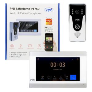 Intelligens videó kaputelefon PNI SafeHome PT750 WiFi HD, P2P, beltéri monitor, dedikált Tuya Smart alkalmazás, integráció