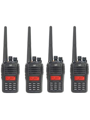 4 db hordozható rádióállomás készlete PNI PMR R18, 446 MHz, 0,5 W, 128 csatorna, 16 PMR és 50 CTCSS és 104 DCS hang, FM rádió, prog